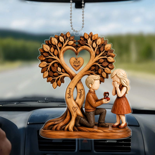 CoupleKissingUnderHeartTree_PersonalisedGiftAcrylicOrnamentForCouples