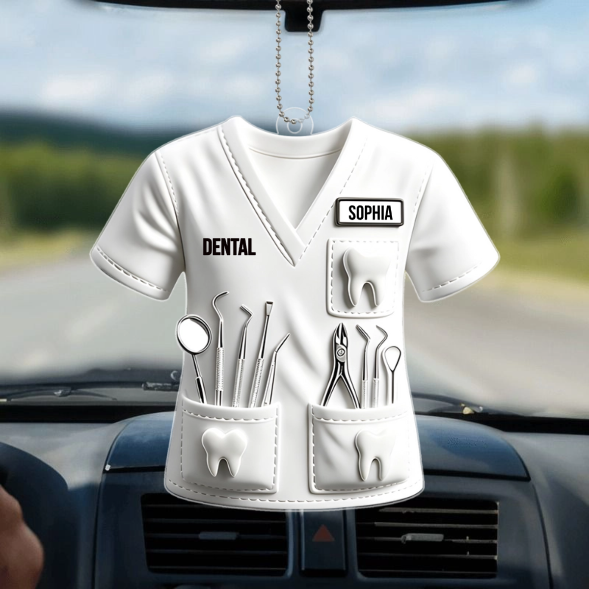CustomDentalScrubUniform_PersonalisedGiftAcrylicOrnamentForDentists_1