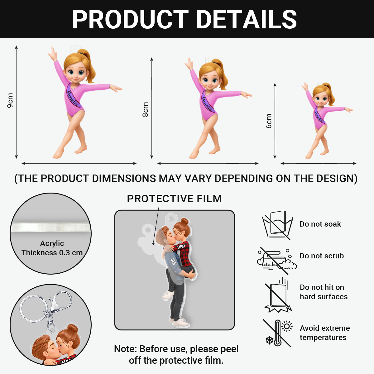 CustomGymnastGirl_PersonalisedGiftAcrylicKeychainForGymnasts_3