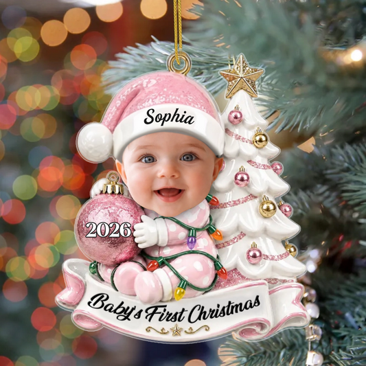 CustomPhotoFirstChristmas_PersonalisedGiftAcrylicOrnamentForKids