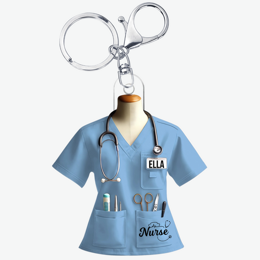 CustomisedNurseAcrylicKeychainWithName_PersonalisedAcrylicKeychainGiftForNurse_Carer_HCA_Midwife_NHSNurse_1