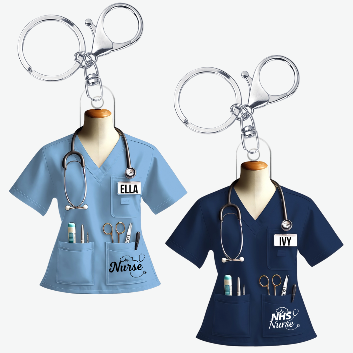 CustomisedNurseAcrylicKeychainWithName_PersonalisedAcrylicKeychainGiftForNurse_Carer_HCA_Midwife_NHSNurse_2