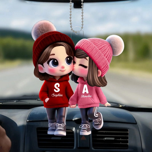 CuteCartoonCoupleWalkingCustom_PersonalisedGiftHangingOrnamentForCouples_2