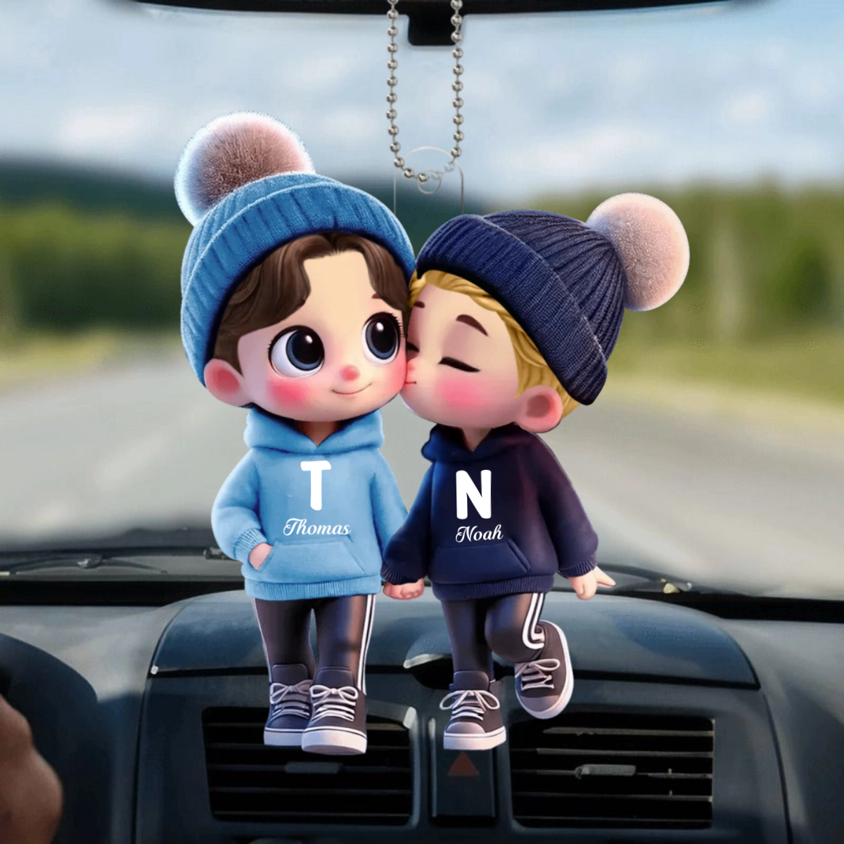 CuteCartoonCoupleWalkingCustom_PersonalisedGiftHangingOrnamentForCouples_3