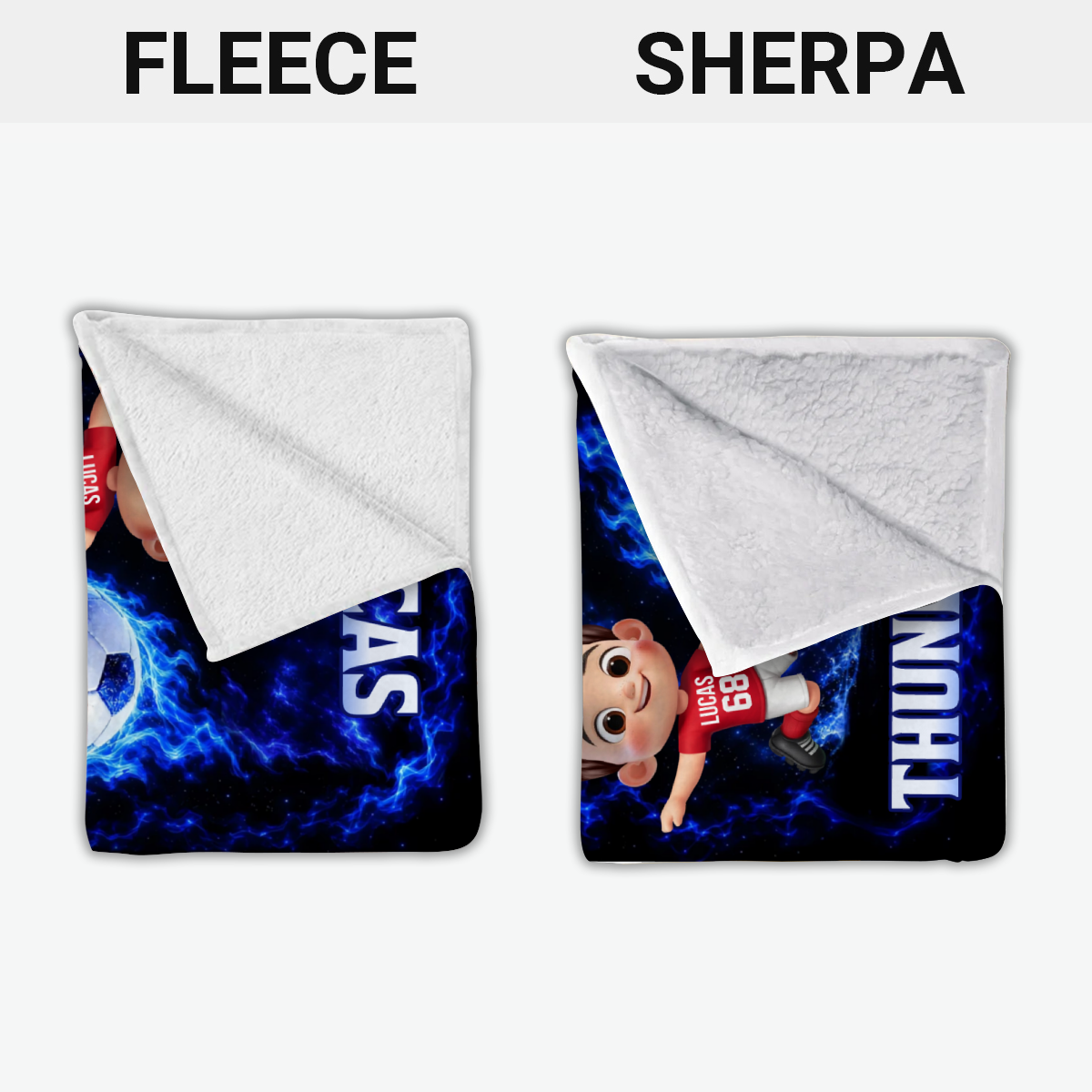 CuteKidFootballPlayerCustomNameAndTeamName_PersonalisedGiftBlanketForChildren_3