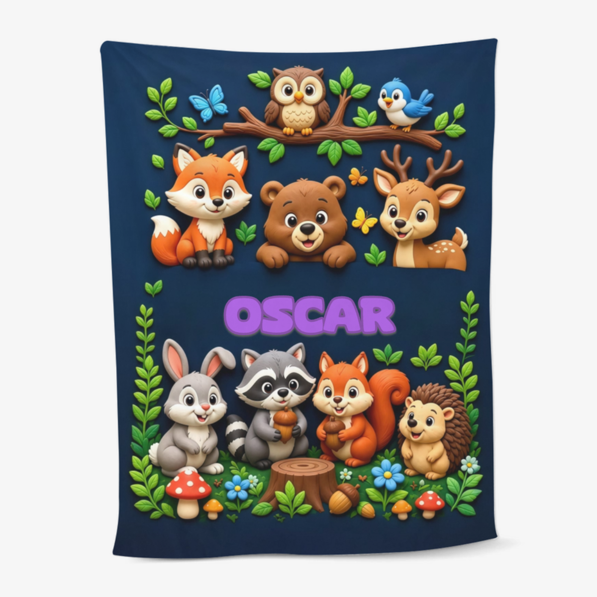 Cute_Cartoon_World_ _Personalised_Gift_Soft_Throw_Blanket_For_Kids1