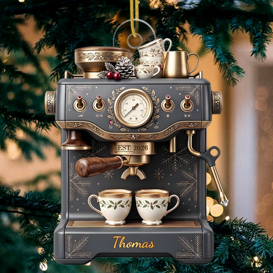EspressoMachineChristmas_PersonalisedGiftAcrylicOrnamentForCoffeeLovers_2