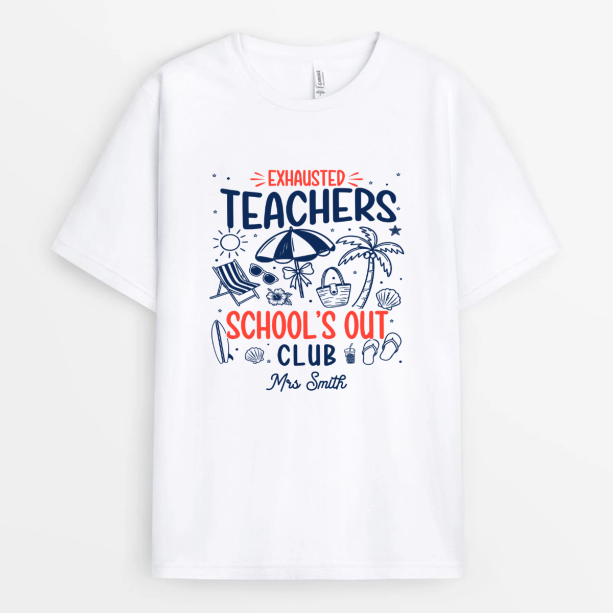 Exhausted_Teachers_School_s_Out_Club_Custom_Personalised_Gift_T Shirt_For_Teachers_1