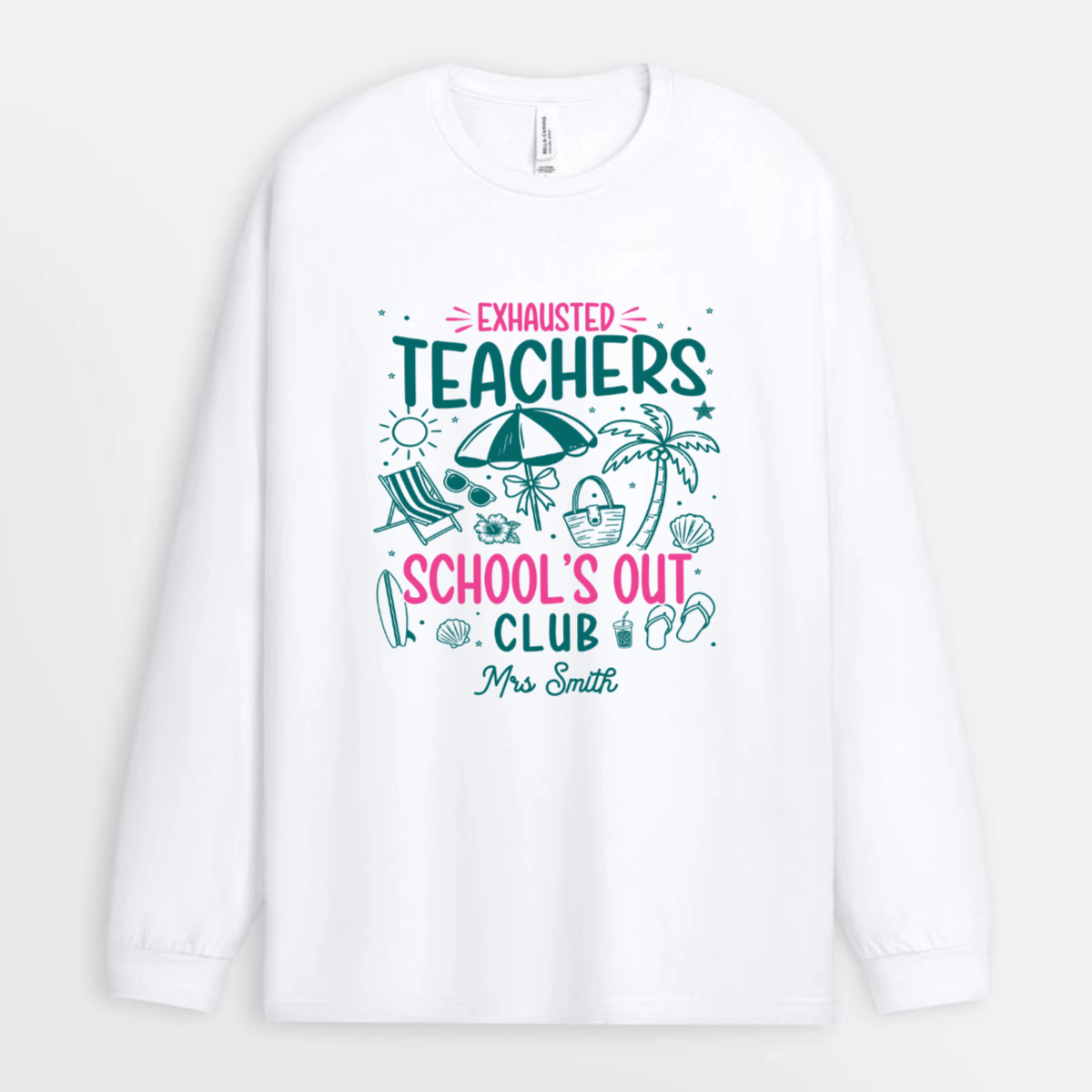 Exhausted_Teachers_School_s_Out_Club_Custom_Personalised_Gift_T Shirt_For_Teachers_2