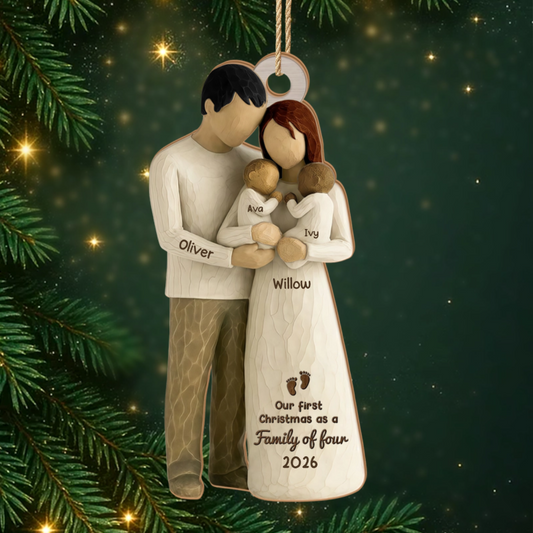 First_Christmas_As_A_Family_ _Personalised_Gift_1 Layer_Wooden_Ornament_For_Families2