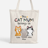 Giftera personalised this cat mum dad belongs to tote bag