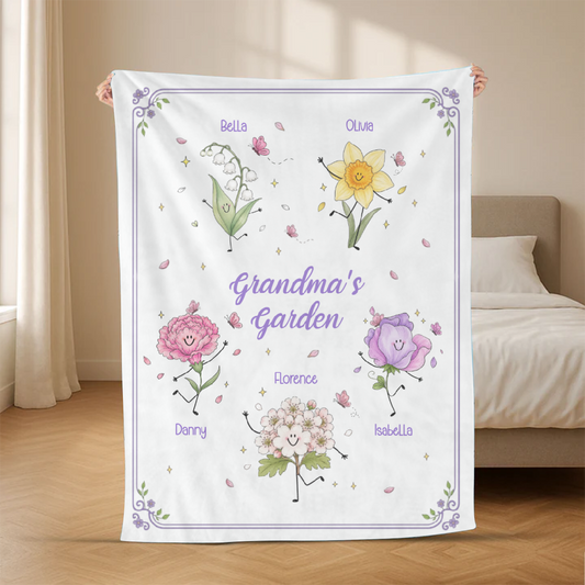 Grandma_s_Garden_Cute_Doodle_Birth_Month_Flowers_Personalised_Gift_Blanket_For_Grandma_1_1