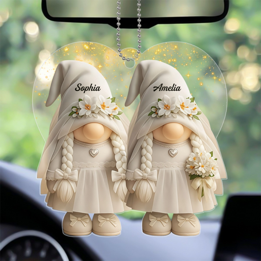 GroomAndBrideWithFlowers_PersonalisedGiftOrnamentForCouples_2