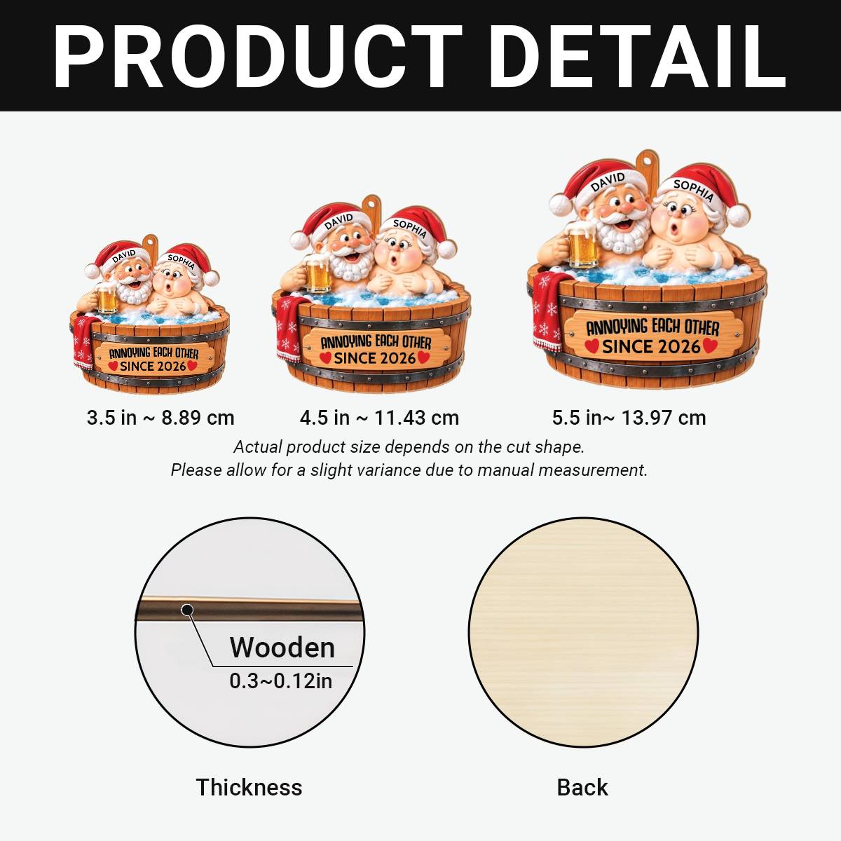 GrowingOldTogether PersonalisedGift_1 LayerWoodenChristmasOrnamentForCouples