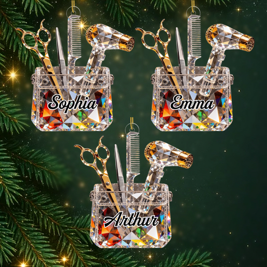 Hair_Stylist_Faux_Crystal_Pouch_ _Personalised_Gift_Acrylic_Ornament_For_Beauticians_And_Hair_Stylists_3