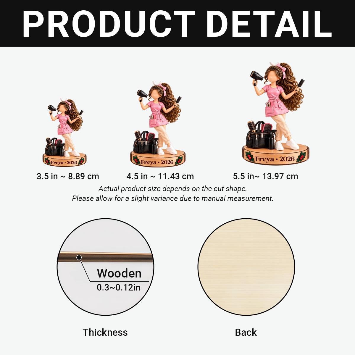 Hairstylist PersonalisedGift_1 LayerWoodenOrnamentForHairstylists