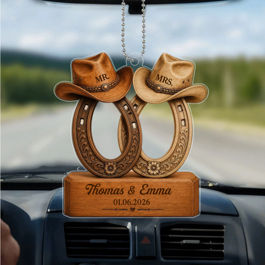 HorseshoeCowboyHat_PersonalisedGiftHangingOrnamentForCouples_2