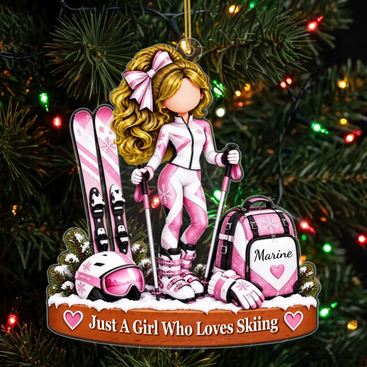 JustAGirlWhoLovesSkiing_PersonalisedGiftAcrylicOrnamentForHer_2