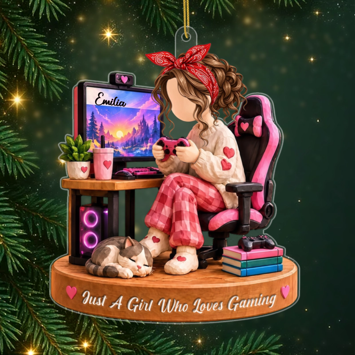 Just_A_Girl_Who_Loves_Gaming_ _Personalised_Gift_Acrylic_Ornament_For_Gamer_Girls2