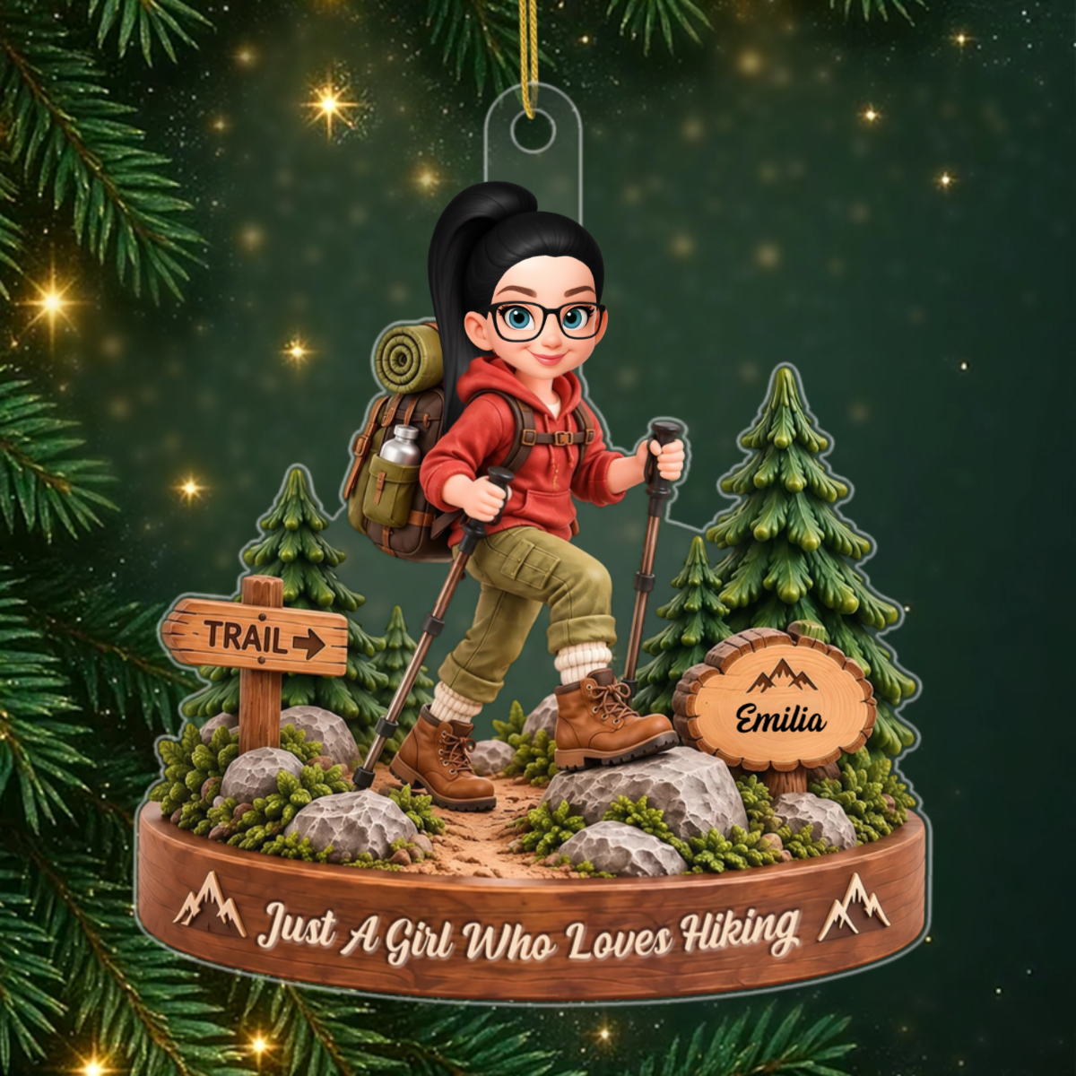 Just_A_Girl_Who_Loves_Hiking_ _Personalised_Gift_Acrylic_Ornament_For_Daughters_And_Granddaughters2