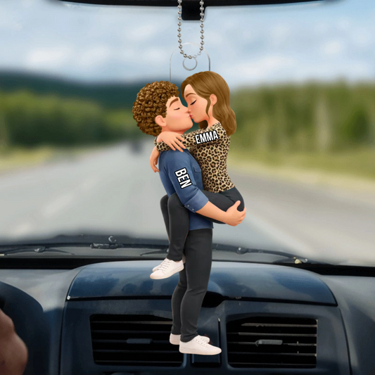 Kiss_Couple_Personalised_Car_Hanging_Ornament_Gift_For_Couples