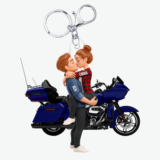 KissingCoupleonMotorcycle_PersonalisedAcrylicKeyring1