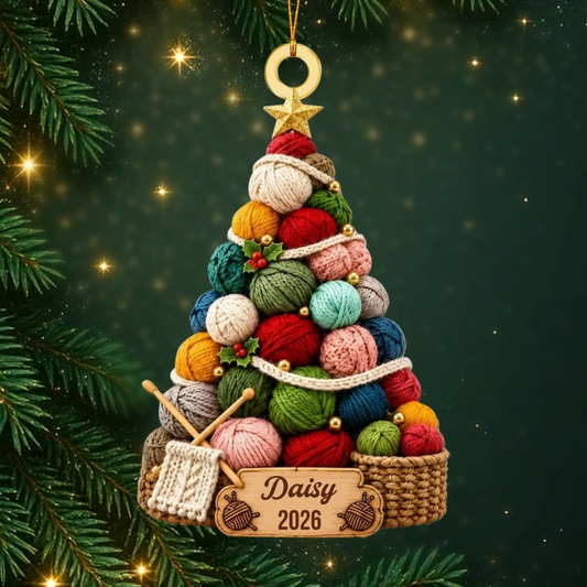 KnittingLove PersonalisedGift_AcrylicChristmasOrnamentForKnitters1