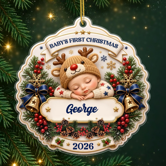 LittlePatriot PersonalisedGift_FirstChristmasAcrylicOrnamentForNewParents5