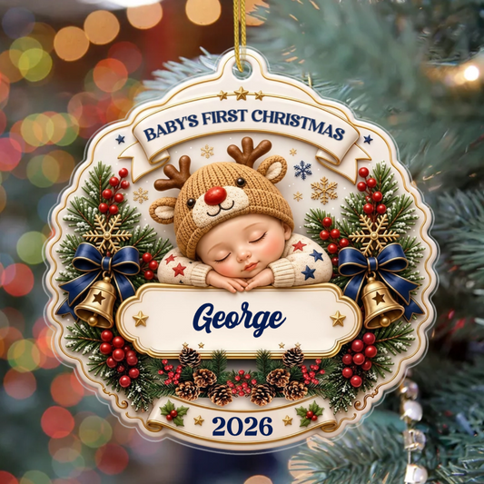 LittlePatriot PersonalisedGift_FirstChristmasAcrylicOrnamentForNewParents6