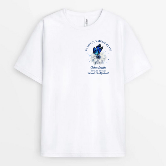 MemorialButterflyForeverInMyHeart_PersonalisedGiftT ShirtForMum_Dad_Grandma_Grandad_Family