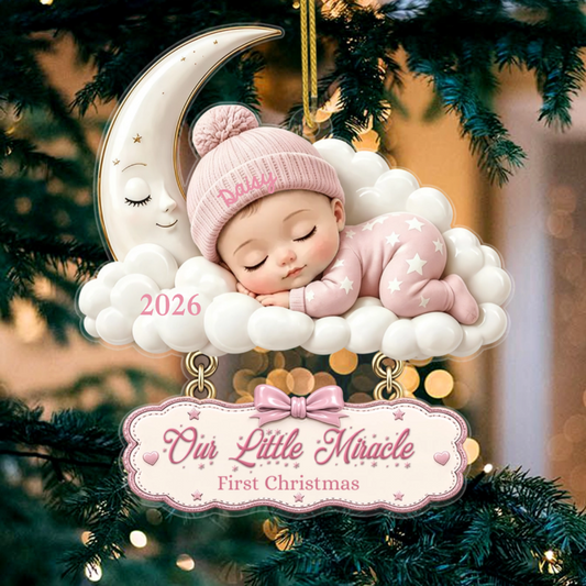 Moonlit_Baby_ _Personalised_Gift_Acrylic_Christmas_Ornament_For_New_Parents1