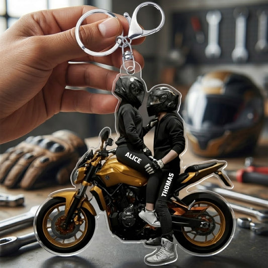 MotorcycleCouple_PersonalisedGiftAcrylicKeychainForCouples