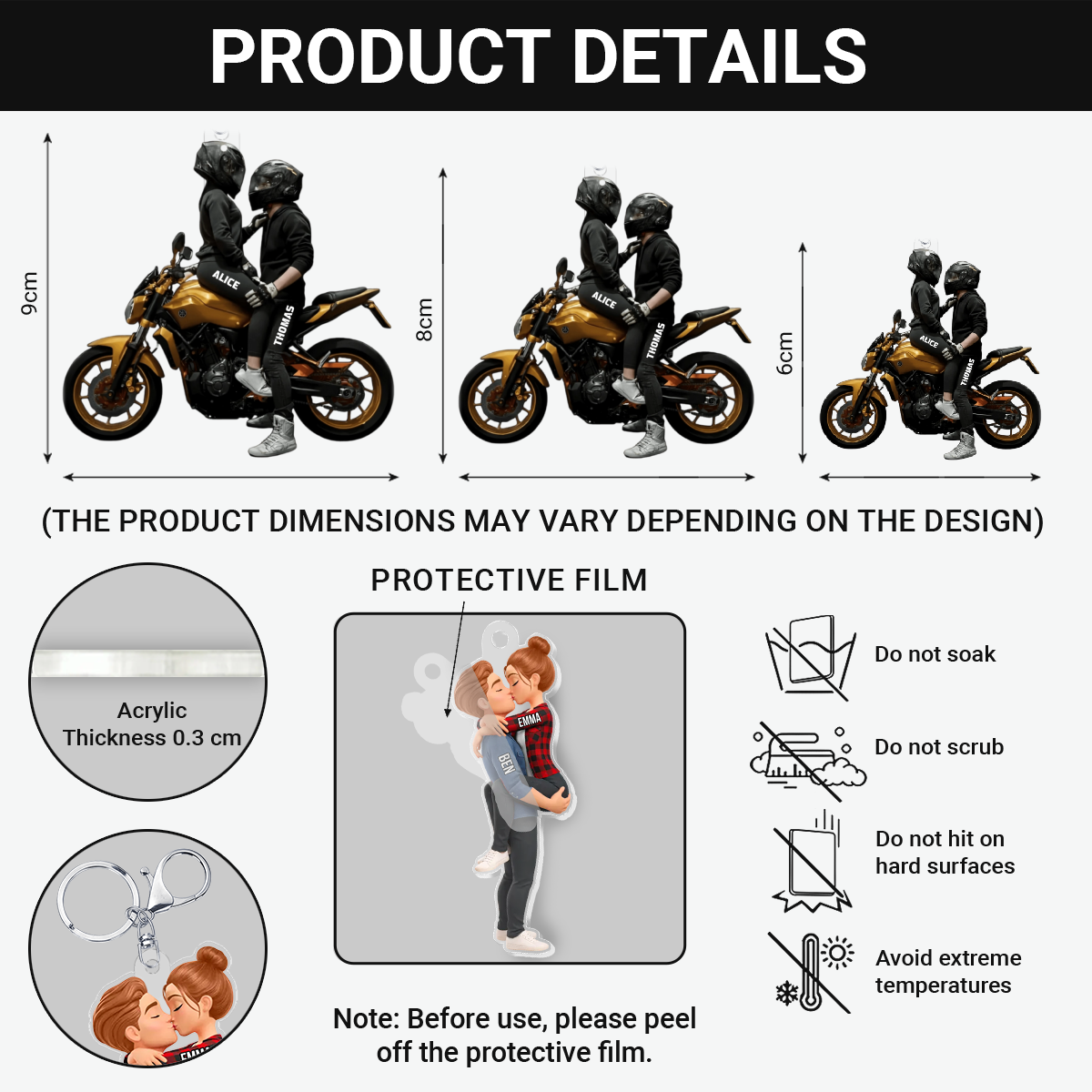 MotorcycleCouple_PersonalisedGiftAcrylicKeychainForCouples