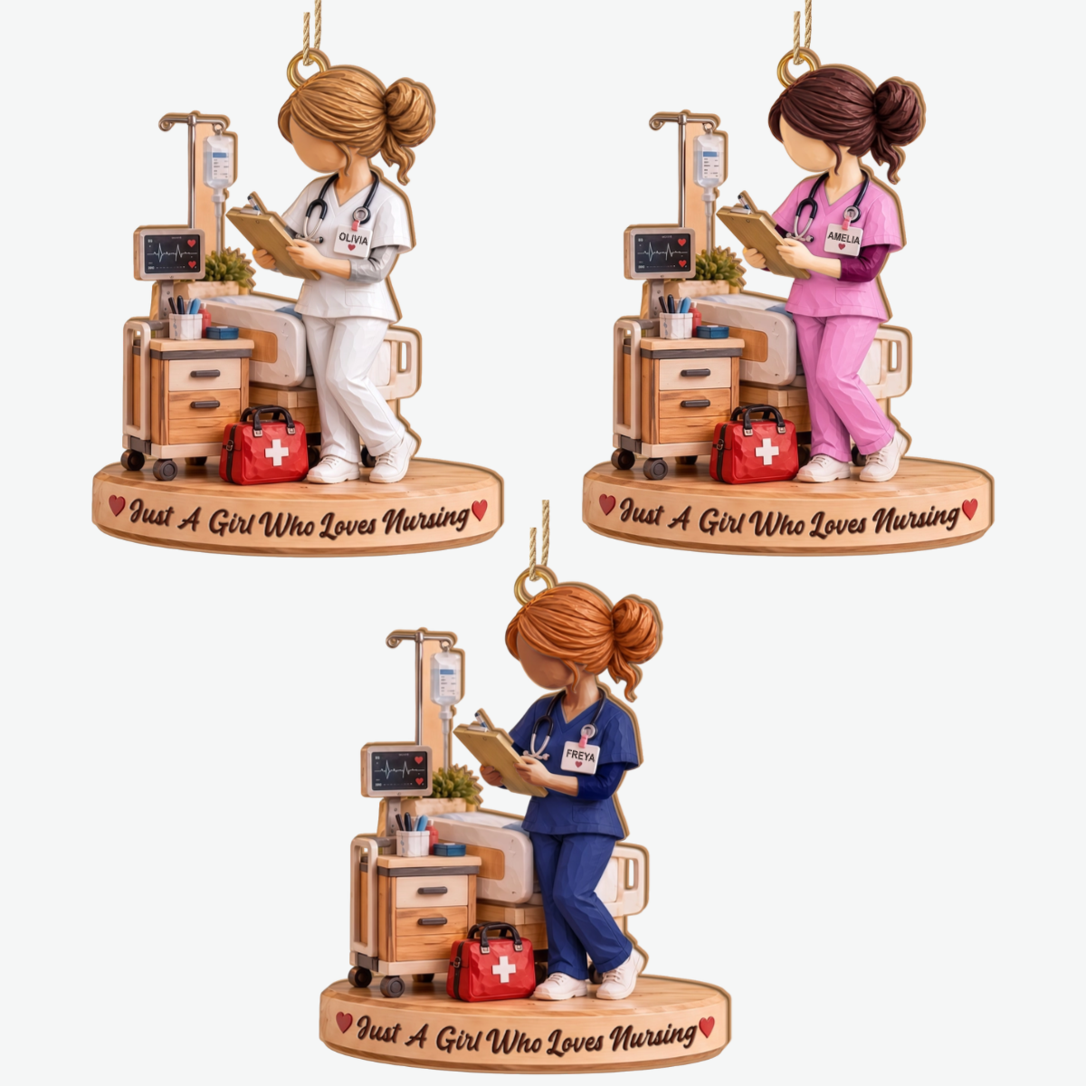 Nurse PersonalisedGift_1 LayerWoodenChristmasOrnamentForNurses3