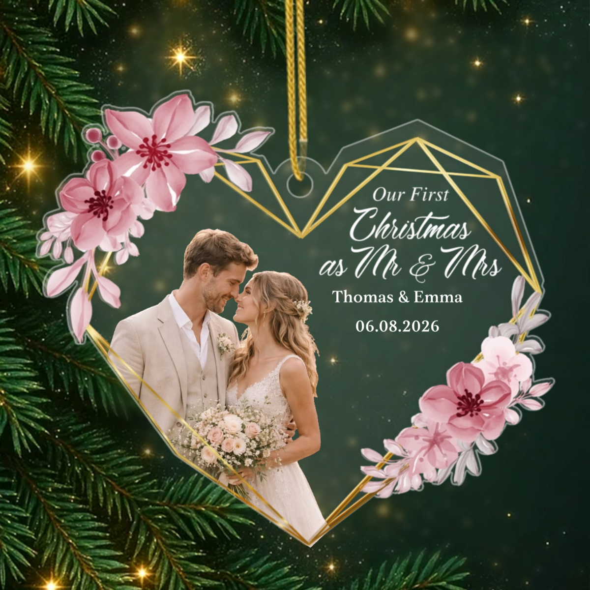 OurFirstChristmasMarriedPhotoCustom_PersonalisedGiftHangingOrnamentForCouples_5