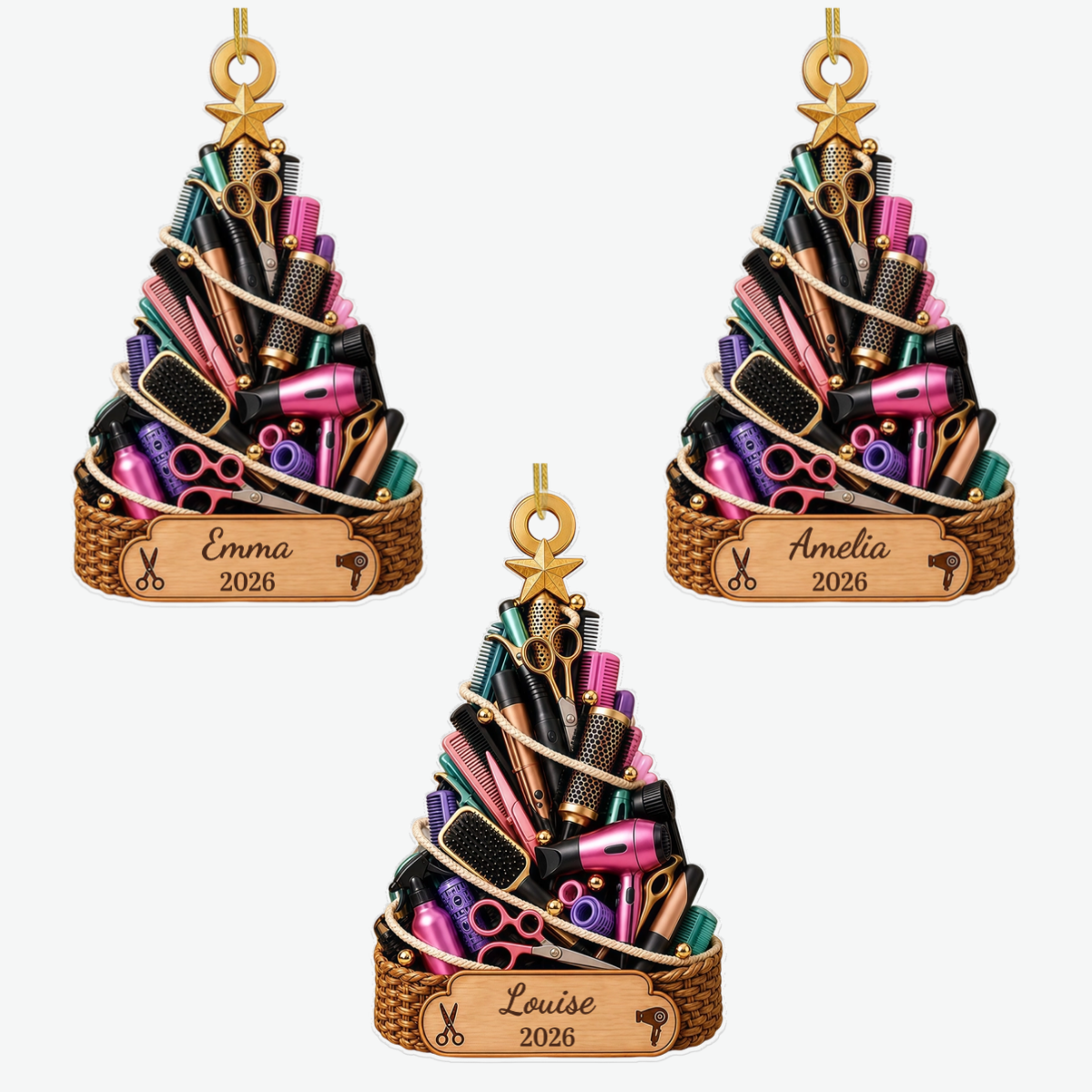 PersonalisedHairstylistChristmasTree_PersonalisedGiftAcrylicOrnamentForHairStylists_3