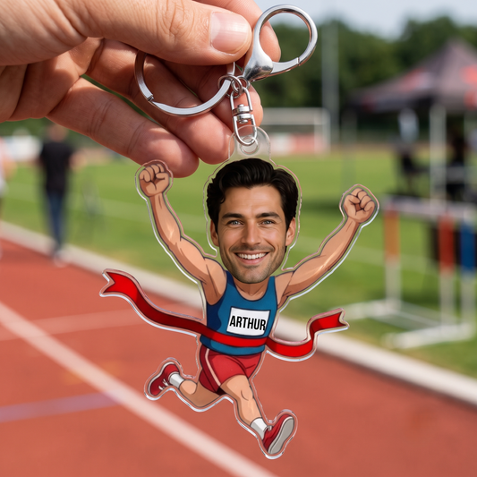 PersonalisedRunningAthletePhoto_PersonalisedGiftAcrylicKeychainForRunners_SportsLovers