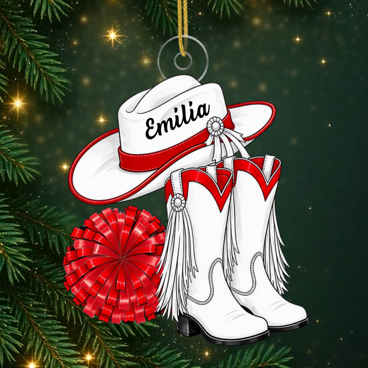 Personalised_Cowgirl_Boots_Christmas_Ornament_ _Personalised_Gift_Acrylic_Ornament_For_Drill_Team_Members2