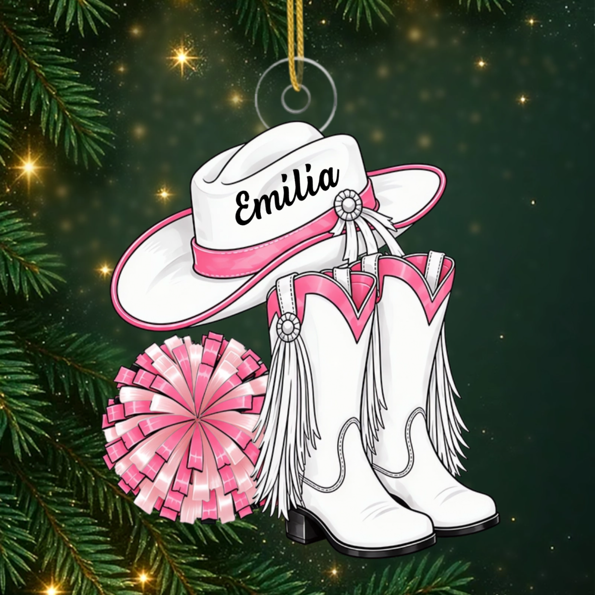 Personalised_Cowgirl_Boots_Christmas_Ornament_ _Personalised_Gift_Acrylic_Ornament_For_Drill_Team_Members3