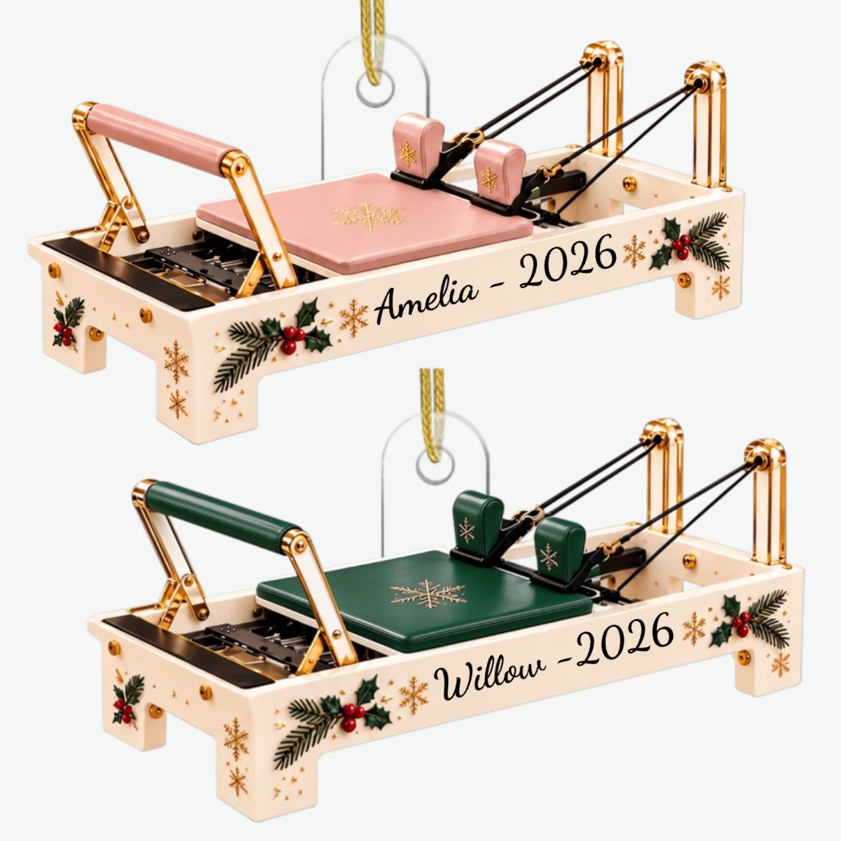PilatesReformer PersonalisedGift_AcrylicChristmasOrnamentForPilatesLovers2