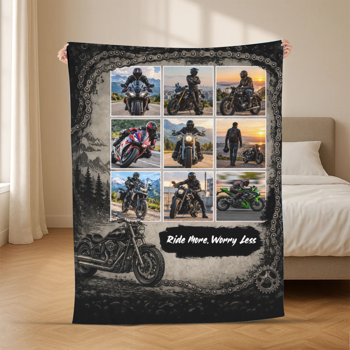 Ride_More_Worry_Less_Motorcycle_Photo_Collage_ _Personalised_Gift_Blanket_For_Dad_And_Riders5