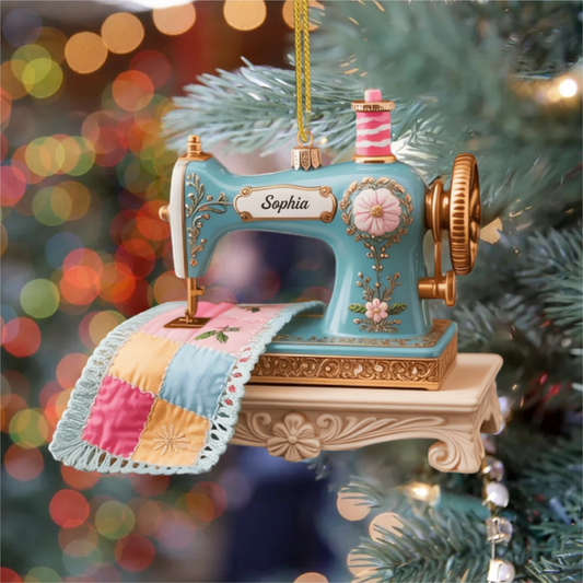 SewingMachineQuilter_PersonalisedGiftAcrylicOrnamentForSeamstress