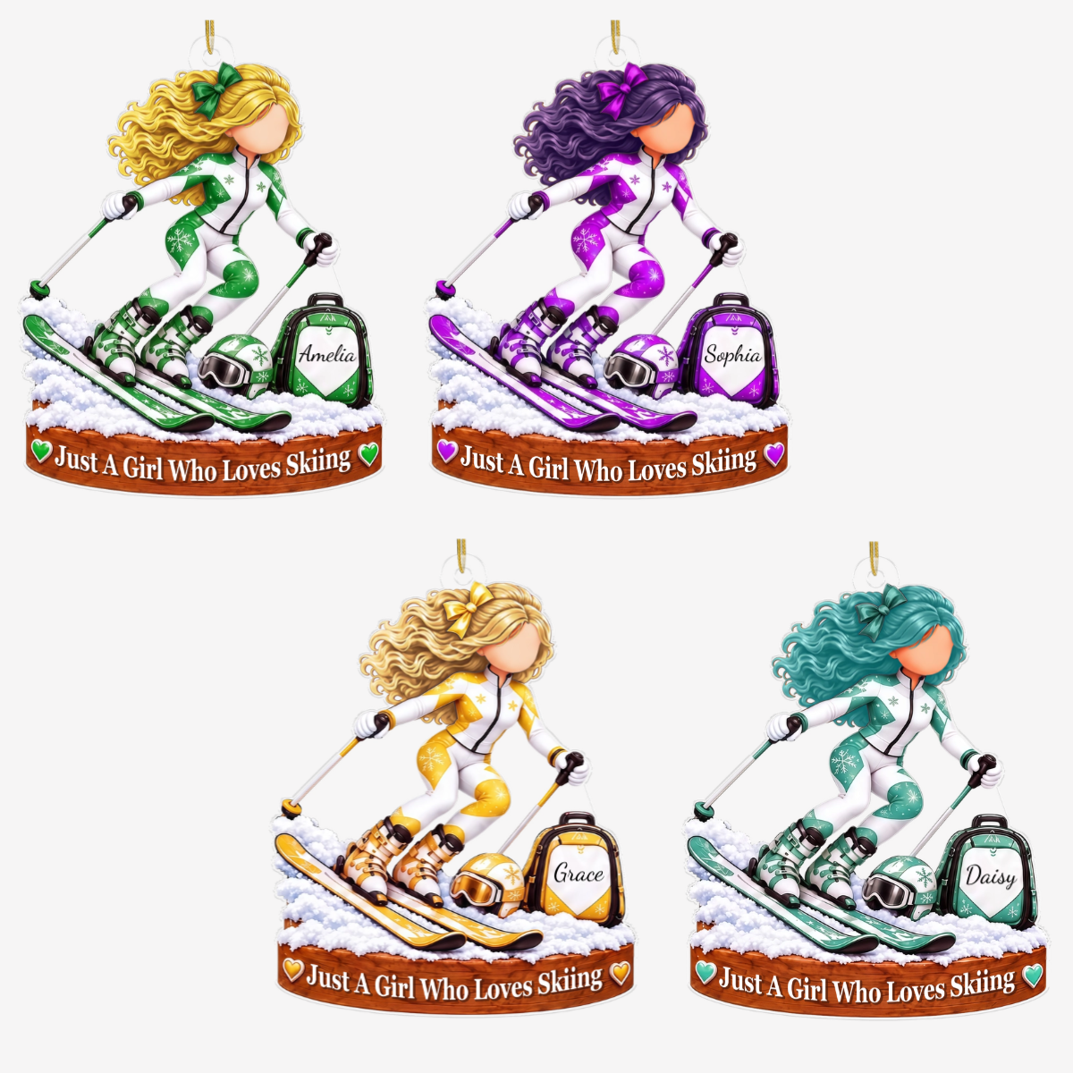 SkiGirl_PersonalisedGift AcrylicOrnamentForSkiLovers2