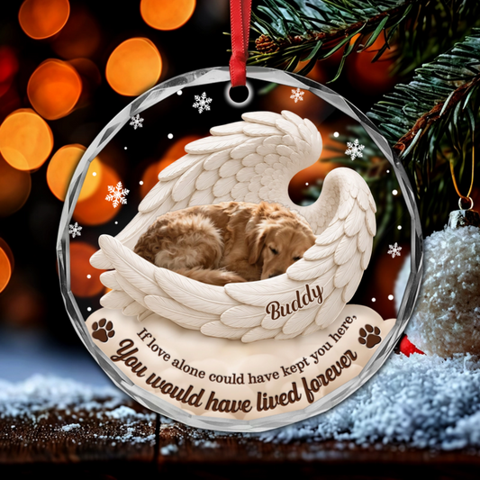 SleepingAngel_PersonalisedGift CircleGlassOrnamentForPetMemorial
