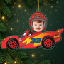 SportsCarWithPhoto_PersonalisedGift AcrylicChristmasOrnamentForFutureRaceCarDriver
