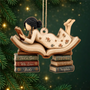 Woman_Reading_On_Open_Book_Personalised_Gift_1 Layer_Wooden_Ornament_For_Book_Lovers