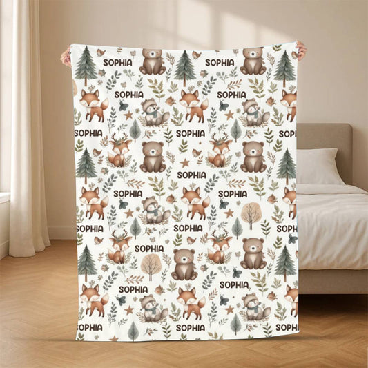Woodland_Animals_ _Personalised_Gift___Blanket_For_Babies